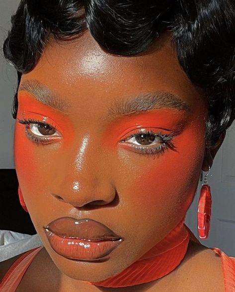 Blackgirl 
Blackgirl Aesthetic 
Makeup 
Makeup art
Blackgirl inspo Show Makeup, Orange Makeup, Makeup For Black Skin, Cool Makeup Looks, Shade Of Red, Dope Makeup, Cute Makeup Looks, Creative Eye Makeup, Creative Makeup Looks