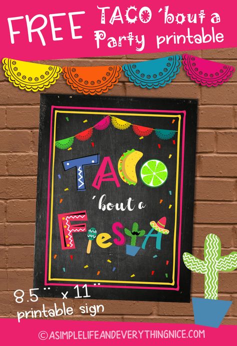 Download this Free Taco ‘Bout a Fiesta Printable Sign to use on your Cinco de Mayo Party and your guests will surely taco ’bout your party! Taco Bar Party, Mexican Theme Party Decorations, Mexican Fiesta Party, Party Food Labels, Fiesta Birthday Party, Mexican Birthday, Fiesta Party Decorations, Fiesta Theme Party, Staff Motivation