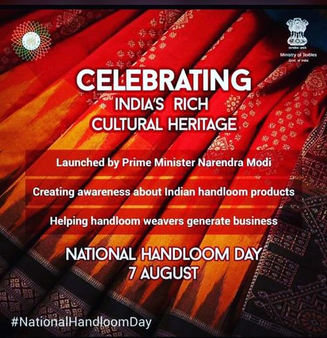 National Handloom Day, Handloom Day, Handloom Weaver, Socio Economic, Blouse Designs High Neck, Handloom Weaving, Textile Industry, Economic Development, Blouse Designs