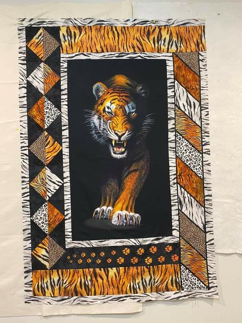 Tiger Quilt, Quilting Panels, Animal Print Quilt, Themed Quilts, Quilt Panels, Charity Quilts, Panel Ideas, Panel Quilt Patterns, Quilt Borders