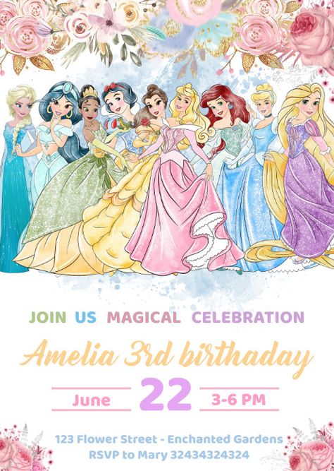 Create the perfect design by customizing easy to use templates in MINUTES! Easily convert your image designs into videos or vice versa! Browse through effective promotional flyers, posters, social media graphics and videos. Download web quality graphics for free! Prices start at $2.99 ONLY. Disney Princess Invitations Free, Princess Birthday Party Invitations Free, Disney Princess Birthday Invitations Free Printable, Disney Princess Birthday Invite, Disney Princess Birthday Party Invites, Princess Party Invite, Disney Princess Invitations Template Free Printable, Disney Princess Template, Princess Invitation Template Free