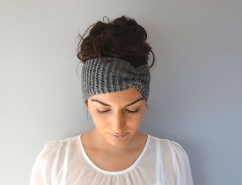 Knit Turban Headband, Fall Headband, Headband Knitted, Headband Knit, Fall Headbands, Gray Headband, Knit Turban, Headband Ear Warmer, Winter Headband