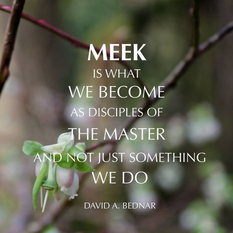 “Meekness is a defining attribute of the Redeemer and is distinguished by righteous responsiveness, willing submissiveness, and strong self-restraint.” The Savior said, 'Blessed are the meek.' ... “Meek is what we become as disciples of the Master and not just something we do.” From #ElderBednar’s pinterest.com/pin/24066179230999303 inspiring #GeneralConference facebook.com/223271487682878 message lds.org/general-conference/2018/04/meek-and-lowly-of-heart. #ShareGoodness Meekness Quotes, Guide Words, Gospel Quotes, Doctrine And Covenants, Inspiring Messages, The Savior, General Conference, Fruit Of The Spirit, Walk By Faith