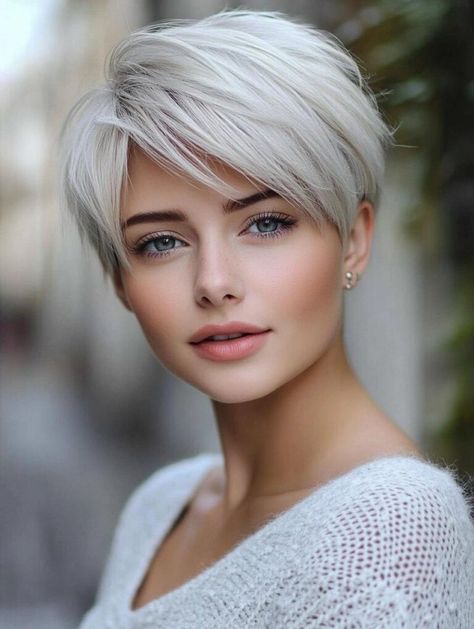 Best Short Hairstyles for Chubby Faces: Flattering Cuts for a Slimmer Look Short Hairstyles For Chubby Faces, Hairstyles For Chubby Faces, Platinum Blonde Pixie, Platinum Pixie, Pixie Haircut Ideas, Chubby Face, Pixie Haircut Styles, Hairstyle For Chubby Face, Best Short Hairstyles