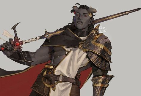 Tiefling Paladin, The Playlist, Black Characters, Demon Art, High Fantasy, Space Opera, Fantasy Rpg, Creature Concept, Fantasy Inspiration