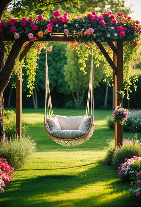 Vertical Gardens, The Secret Garden, Swing Chair, Outdoor Decor Backyard, Small Garden Design, Backyard Patio Designs, Roof Design, Garden Cottage, Small Gardens