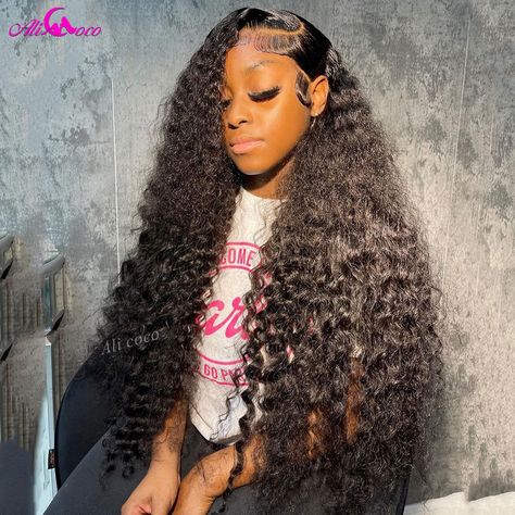 Ali Coco 36 38 Inch 250 Density Deep Wave Wig 13x4 13x6 Transparent Lace Front Human Hair Wigs Pre Wet And Wavy Wig, Deep Wave Wig, November Calendar, Glamour Hair, Frontal Wig Hairstyles, Frontal Hairstyles, Wave Wig, Deep Wave Hairstyles, Lace Front Human Hair Wigs