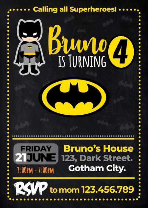 Safari Safari: Kids Safari Birthday Invites Batman Birthday Party Invitations, Batman Themed Birthday Party Boys, Batman First Birthday Party, Batman Birthday Invitations, Batman Party Foods, Batman Party Games, Chibi Birthday, Batman Party Supplies, Batman Party Decorations