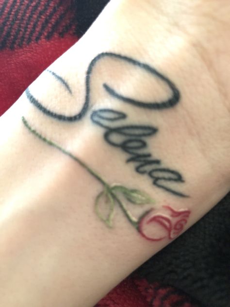 Selena Quintanilla tattoo #selena #anythingforselena Selena Quintanilla Tattoo Ideas, Selena Quintanilla Tattoo, Selena Tattoo, Selena Art, Butterfly Hand Tattoo, Selena Pictures, Quote Tattoo, Infinity Tattoos, Name Tattoo Designs