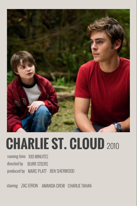 Old Comedy Movies, Charlie Tahan, Minimalistic Polaroid Poster, Charlie St Cloud, Zac Efron Movies, Rainy Day Movies, Amanda Crew, Romcom Movies, Movies To Watch Teenagers