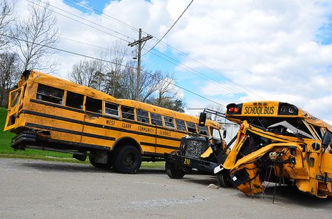 Henryville, IN school buses after a Tornado slammed the town of Henryville back in 2012 Car Sayings, Bus Crash, Train Crash, Grave Yard, Yellow School Bus, School Buses, School Bus Driver, Rv Ideas, Wheels On The Bus