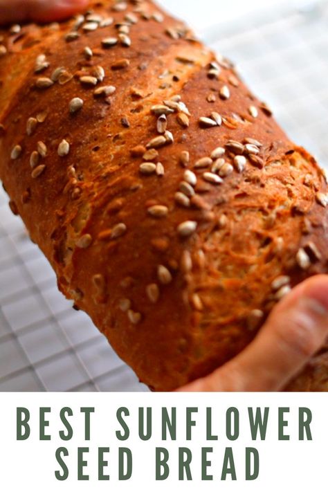 Sunflower seed bread, sunflower bread, sunflower loaf, sunflower seed loaf, multi grain bread, multisided bread, healthy bread, easy no knead bread Sunflower Bread Machine Recipe, Sunflower Bread Recipe, Flower Bread Recipe, Sunflower Seed Bread Recipe, Sunflower Bread, Seed Bread Recipe, Sunflower Seed Recipes, Sunflower Seed Bread, Seeded Bread Recipes