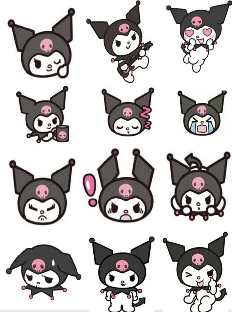 Kuromi Stickers Printable Sheet, Kuromi Aesthetic Stickers, Kuromi Printables, Stiker Kuromi, Kurumi Sticker, Kuromi Stickers Printable, Kuromi Sticker, Hello Kitty Cookies, Blue Scrapbook