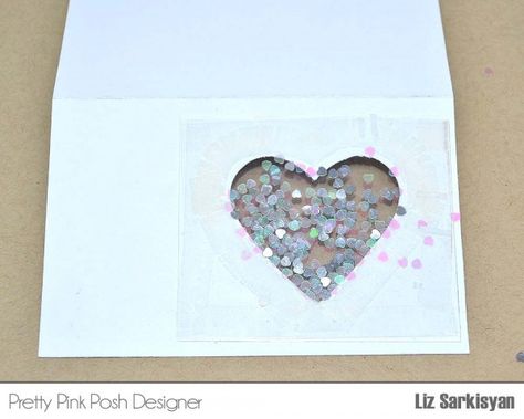 Shaker Cards Tutorial, Cards Tutorial, Tags Diy, Heart Confetti, Gift Tags Diy, Pretty Pink Posh, Tiny Bow, Mini Envelopes, Shaker Cards