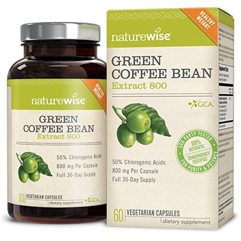 NatureWise Green Coffee Bean Extract 100% Pure with Antioxidants, All Natural Weight Loss Supplement, Maintains Normal Blood Sugar Levels, 50% Chlorogenic Acid, Non-GMO, Gluten-Free, 60 count Weight Goals, Green Coffee Bean Extract, Green Tea Benefits, Green Coffee Bean, Fat Burning Foods, Diet Pills, Coffee Bean, 1 Month, Healthy Weight