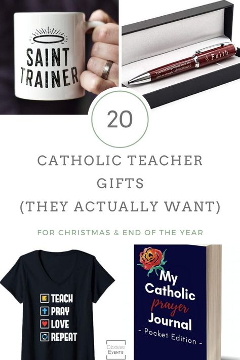 Are you looking for a Catholic teacher gift for Christmas or the End of the year? Look no further! Here is a great list of ideas, perfect for your Catholic school years to come! Your child's teacher is sure to love these unique gift ideas! (Also classroom teacher gift options) #Christmas #Endoftheyear #Endoftheschoolyeargift #teachergift #teachergifts #Catholicgifts #Catholicgift #Catholicteacher #Catholicshcool Catholic Schools Week Teacher Appreciation, Teacher Gifts For Christmas, Christian Teacher Gifts, Praying Journal, Catholic Schools Week, Handmade Teacher Gifts, Catholic Christmas, Secret Pal, Catholic Education