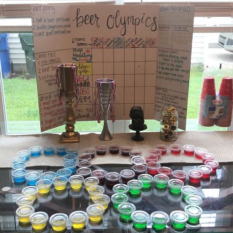 4th Of July Beer Olympics, Beer Olympic Trophies, Beerlympics Themes, Bachelorette Beer Olympics, Beer Olympics Games Ideas, Drinking Olympics Games, Beer Olympics Scoreboard, Beer Olympics Trophy, Backyard Bachelorette