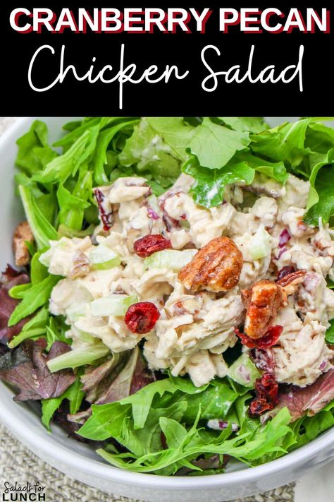 Pecan Chicken Salad Recipe, Chicken Salad With Cranberries, Cranberry Pecan Chicken Salad, Salad With Cranberries, Healthy Lunch Salad, Cranberry Chicken Salad, Holiday Meal Planning, Pecan Chicken Salads, Delicious Chicken Salad