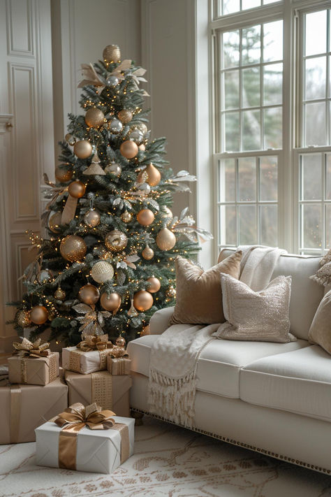 35 Neutral Christmas Decor to Elevate Your Holiday Style Neutral Glam Christmas Decor, Brown And Tan Christmas Decor, Dreamy Christmas Decor, Natural Color Christmas Decor, Christmas Tree Ideas Neutral, Modern Neutral Christmas Tree, White And Brown Christmas Decor, Christmas Tree Ideas White And Gold, Christmas Beige Aesthetic