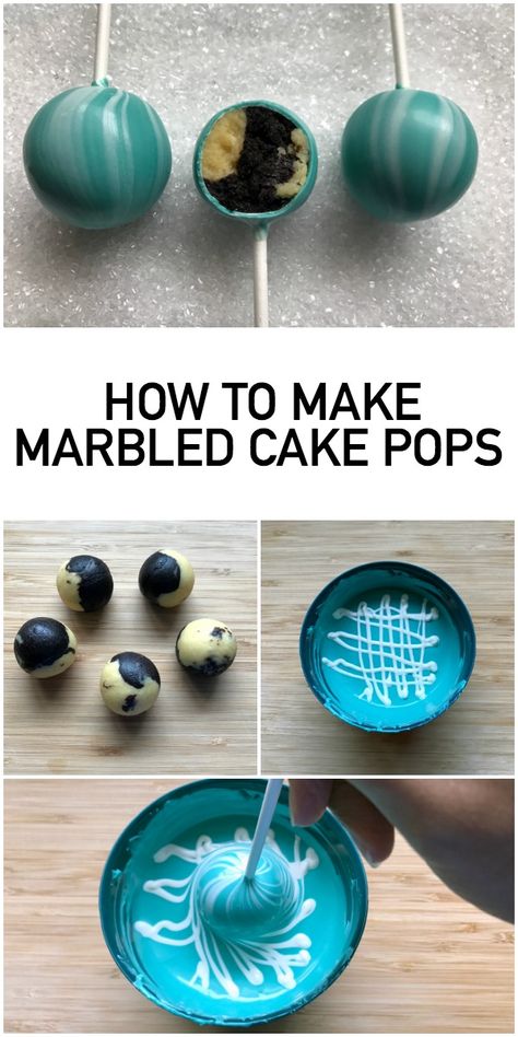 Learn to Make Marbled Cake Pops — Inside and Out — On Craftsy! Marble Cake Pops, Cake Pop Receita, Dessert Bord, Marbled Cake, Huge Cake, Cake Pop Designs, Diy Dessert, Diy Desserts, Cake Pop Recipe