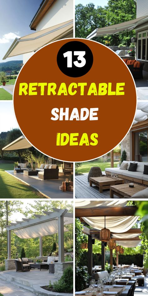 🌞 Save this pin for 13+ retractable shade ideas to keep your outdoor space cool and comfortable! From retractable canopies and shade sails to stylish pergola covers, these options are perfect for creating shaded areas in any backyard. Gazebo Shade Ideas, Outdoor Patio Shade Ideas, Pergola Retractable Shade, Pergola With Retractable Canopy, Pergola Covers, Outdoor Patio Shades, Pergola Retractable, Deck Shade, Deck Canopy