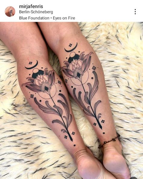 Tattoo Wade, Blue Lotus Tattoo, Fenris Tattoo, Flower Tattoo Meanings, Ornamental Tattoo, Calf Tattoo, Arm Tattoos For Women, Ankle Tattoo, Foot Tattoos