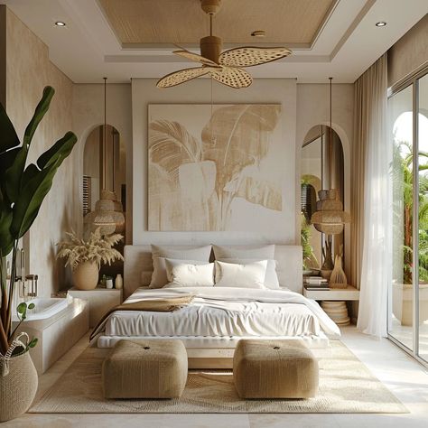 Modern Tropical Bedroom, Bali Bedroom, Boho Coastal Bedroom, Themed Bedroom Ideas, Coastal Bedroom Ideas, Beachy Bedroom, Beach Themed Bedroom, Tropical Bedrooms, Bedroom Oasis