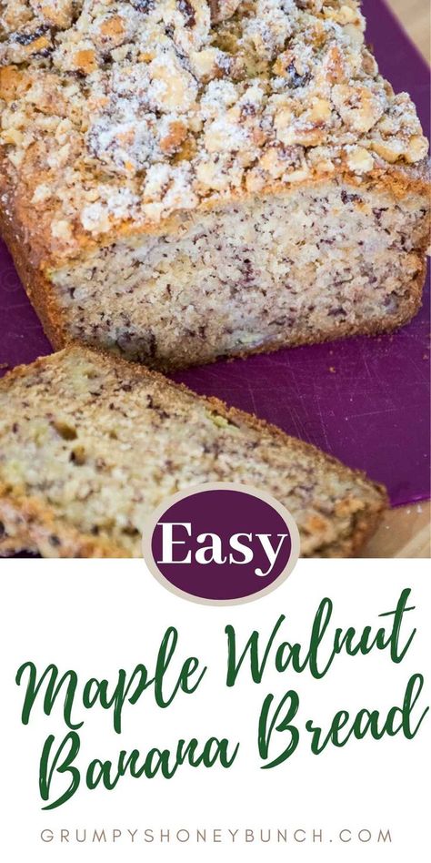 Maple Banana Bread Recipe, Maple Pecan Banana Bread, Sugar Free Quick Breads, Maple Syrup Banana Bread, Walnut Banana Bread Recipe, Banana Bread Recipe Maple Syrup, Banana Bread With Maple Glaze, Banana Bread Maple Syrup, Walnut Banana Bread