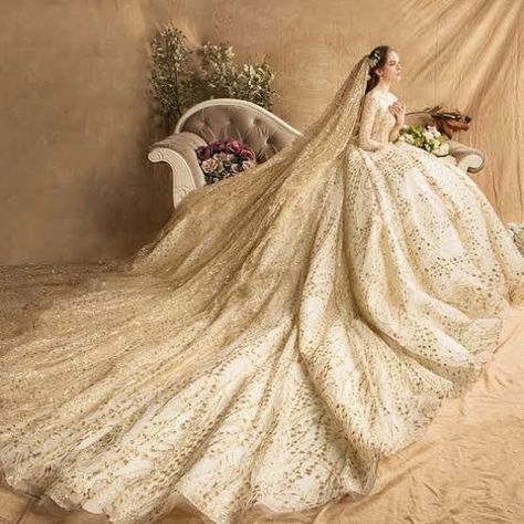 Gold Wedding Dresses, Queen Wedding Dress, Gold Wedding Gowns, Royal Train, Western Wedding Dresses, Gold Wedding Dress, Luxury Wedding Dress, Long Sleeve Wedding, Colored Wedding Dresses