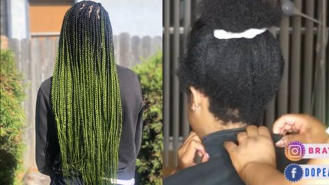 Green Knotless, Knotless Box Braids, Type 4 Hair, Human Head, Dope Hairstyles, Green Bottle, Type 4, Face Shape, Hair Videos