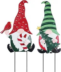 YEAHOME Outdoor Christmas Decorations, 2 Pack Gnomes Decorative Garden Stakes for Christmas Decor, Metal Yard Signs Xmas Decorations for Outside Garden Yard Lawn Porch Holiday Party#AD Metal Yard Signs, Outside Garden, Decorative Garden Stakes, Outdoor Garden Decor, Christmas Yard, Christmas Gnomes, Pretty Christmas, Garden Yard, Garden Stakes