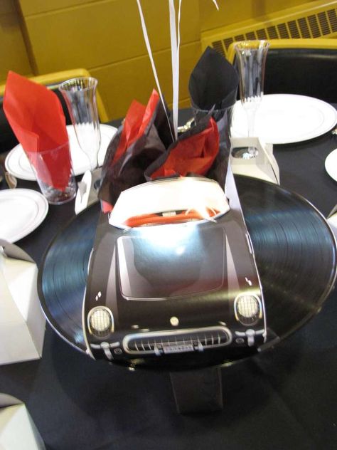 Classic Cars Birthday Party | CatchMyParty.com Low Rider Party Ideas, Chola Party, Mechanics Birthday, Car Centerpieces, Cars Birthday Party Ideas, 65th Birthday Invitations, Classic Cars Birthday Party, Pixar Cars Birthday, Cars Birthday Party Decorations