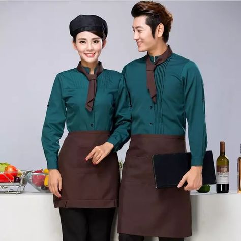 Online Shop Coffee House Server Long Sleeve Work Shirt+Apron+Tie Sets Women and Men Hotel Cafeteria Uniform Cheap Hotpot Waiter Clothing | Aliexpress Mobile Restaurant Employee Uniform, Waiter Outfit Restaurants, Hotel Cafeteria, Waiter Outfit, Business Attire Dress, Restaurant Uniform, Shirt Apron, Long Sleeve Work Shirt, Chef Uniforms