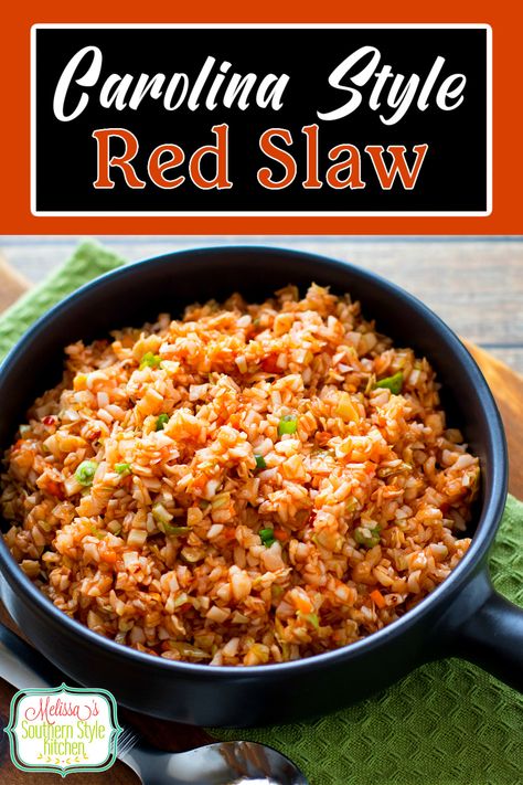 Carolina Red Slaw Recipe, Carolina Slaw, Red Slaw, Red Slaw Recipe, Hot Coleslaw Recipe, Red Slaw Carolina, Carolina Slaw Recipe Cider Vinegar, Southern Coleslaw Recipe North Carolina, Bbq Slaw Recipe