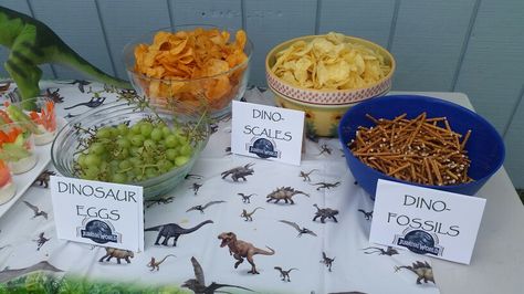 Jurassic World Birthday Party Jurassic World Birthday Party, Jurassic World Party, Dinosaur Birthday Party Food, Birthday Party For Boys, Jurassic World Birthday, Dinasour Birthday, Dinosaurs Birthday Party, Ideas For Birthday Party, Jurassic Park Birthday Party