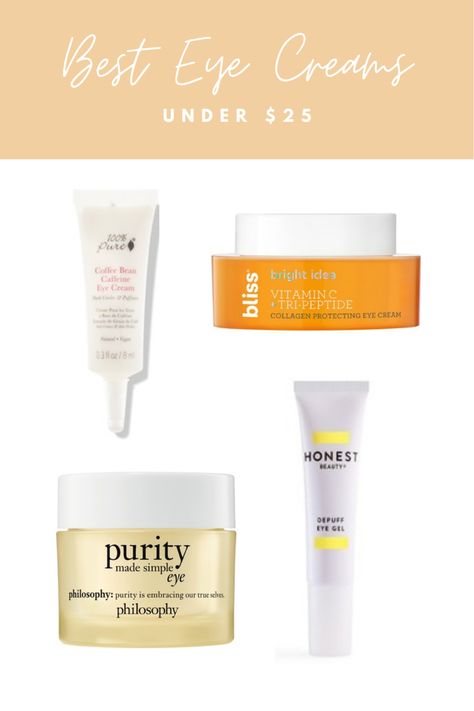 Sharing the very best eye creams under $25 available at Target, ULTA, Whole Foods, and more. Affordable lightweight eye creams for every day. Top Eye Creams, Best Drugstore Eye Cream, Best Under Eye Cream, Undereye Bags, Eye Products, Anti Aging Skincare Routine, Simple Eye, Best Eye Cream, Eye Creams