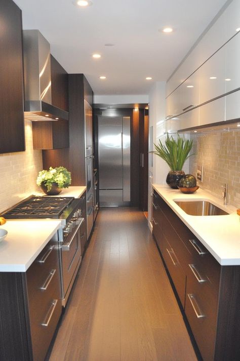 Small Parallel Kitchen, Small Parallel Kitchen Ideas, Parallel Kitchen Design Modern, Parallel Kitchen Design, Galley Kitchen Ideas, Galley Kitchen Layout, Tiny Kitchen Design, Galley Kitchen Design, Kitchen Island On Wheels