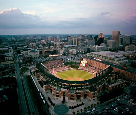 Oriole Park at Camden Yards, Baltimore, Maryland. Home of the Baltimore Orioles. Zippertravel.com Digital Edition Camden Yards Baltimore, Camden Yards, Baltimore Orioles Baseball, Orioles Baseball, Chicago Bears Football, Stadium Design, Bears Football, Baltimore Maryland, Baltimore Orioles