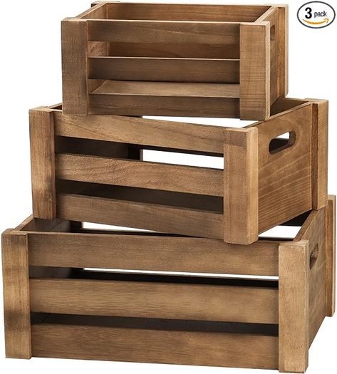 Amazon.com : Lawei Set of 3 Wood Nesting Storage Crates with Handle, Rustic Decorative Wooden Crates Distressed Crates Storage Container for Storage Display Decoration : Office Products Storage Crates, Outdoor Graduation, Graduation Parties, Storage Display, Crate Storage, Nesting Boxes, Desktop Storage, Wood Crates, Wooden Crates