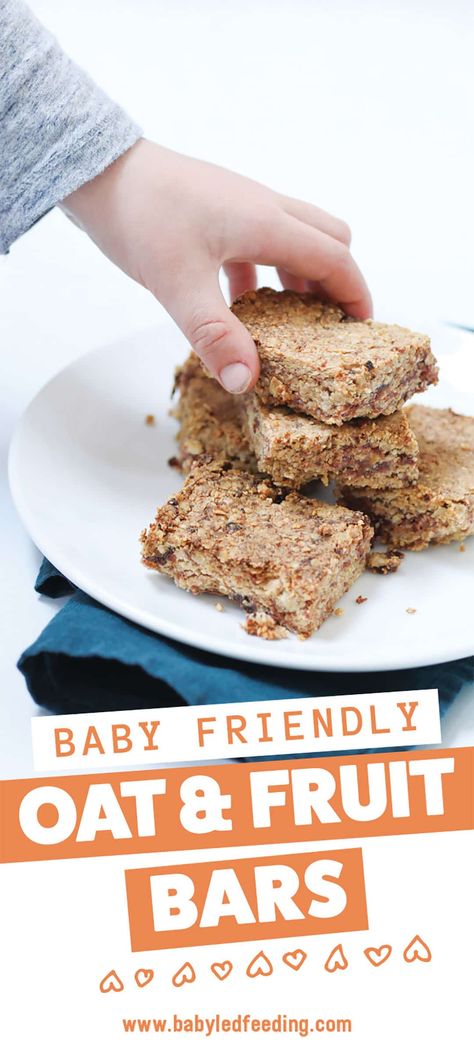 Super simple healthy snack bars for baby led weaning and kids. These easy oat bars have only 7 simple easy to find ingredients you probably already have in your pantry. Make ahead and snack all week! #babyledweaning #oatbars #healthysnacks #refinedsugarfree Easy Oat Bars, Gluten Free Snacks Healthy, Veggie Pies, Oat Recipes, Healthy Snack Bars, Kid Meals, Weaning Recipes, Smoothies For Kids, Fruit Bar