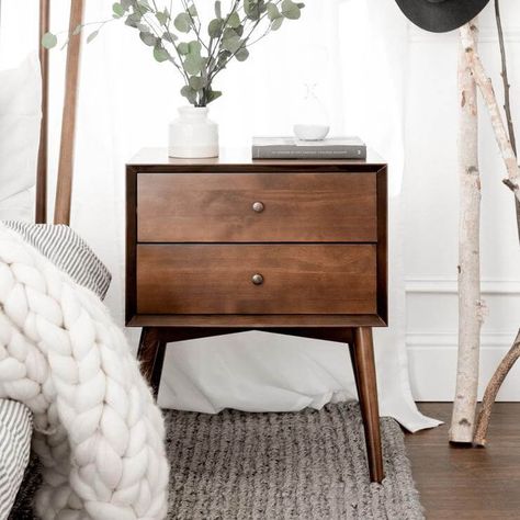 16 Best Scandinavian Bedroom Design Ideas to Create a Peaceful Vibe Alabama Farmhouse, Spindle Daybed, Scandinavian Design Bedroom, Mid Century Modern Nightstand, Triple Bunk, Bed Wood, Прикроватные Тумбочки, Scandinavian Bedroom, Walker Edison