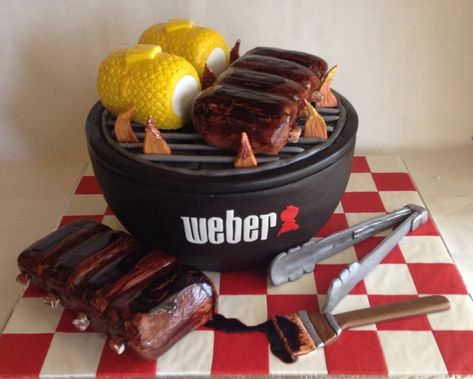 Labor Day Bbq, Bbq Cake, Baked Cakes, Bake A Cake, Birthday Bbq, Corn Cakes, Weber Grill, Awesome Cakes, Cakes For Men