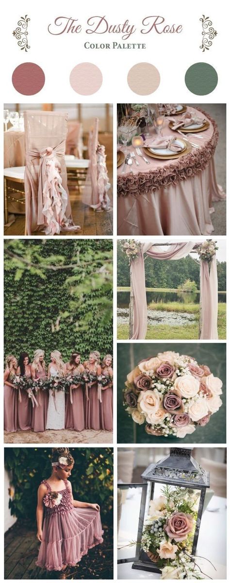 dusty rose color palette wedding color ideas #weddings #colorscheme #weddingtrends #weddingcolors #weddingdecor Dusty Rose Color Palette, Rose Color Palette, Wedding Motifs, Bridesmaid Colors, Dusty Rose Wedding, Dusty Rose Color, Have Inspiration, Wedding Theme Colors, Fall Wedding Colors