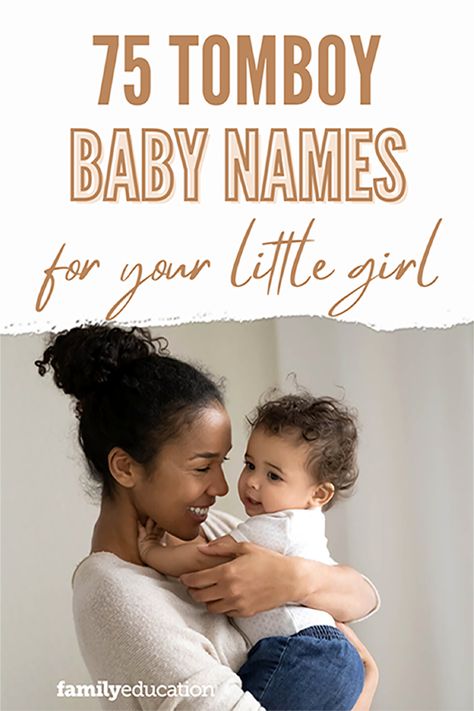 Looking for less girly baby names? We've got you covered with this list of 75 tomboy girl names including meanings and origin. Tomboy Names List, Tomboy Names For A Girl, Tomboy Baby Girl, Sims Names Ideas Girl, Edgy Girl Names, Girls Names With Meaning, Boy Names For A Girl, Androgynous Names, Badass Girl Names