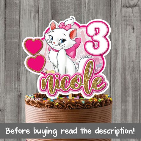 MARIE+ARISTOCATS+CAKE+TOPPER-MARIE+ARISTOCATS++BIRTHDAY+PARTY-MARIE+ARISTOCATS++INVITATION Aristocats Cake Topper, Marie Aristocats Cake, Aristocats Birthday, Cupcake Template, Cat Themed Birthday Party, Marie Cat, Marie Aristocats, Cat Birthday Party, Cat Cake