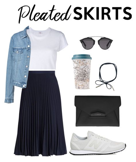 "Pleated skirt" by zerinafe ❤ liked on Polyvore featuring RE/DONE, MICHAEL Michael Kors, New Balance, Givenchy, Christian Dior and pleatedskirts Outfit With Pleated Skirt, Pleated Skirt And Sneakers, Pleated Skirt Outfits, Black Skirt Outfits, Pleated Skirt Outfit, New Balance Outfit, Homewear Fashion, Skirt And Sneakers, Outfit Inspo Casual