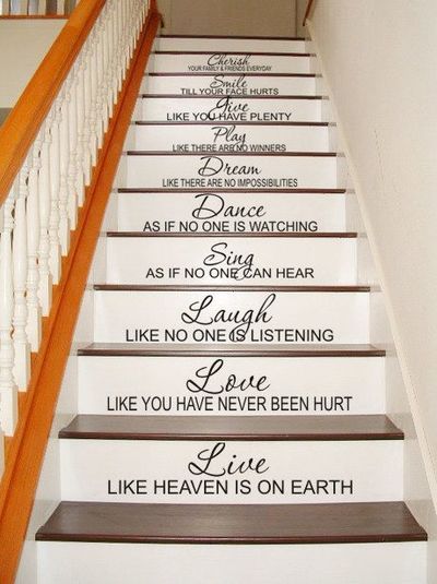 Stair Quotes, Staircase Decals, Stair Decals, Stairway Decorating, Rules Poster, Painted Stairs, Live Love Laugh, Quote Decals, Stair Decor