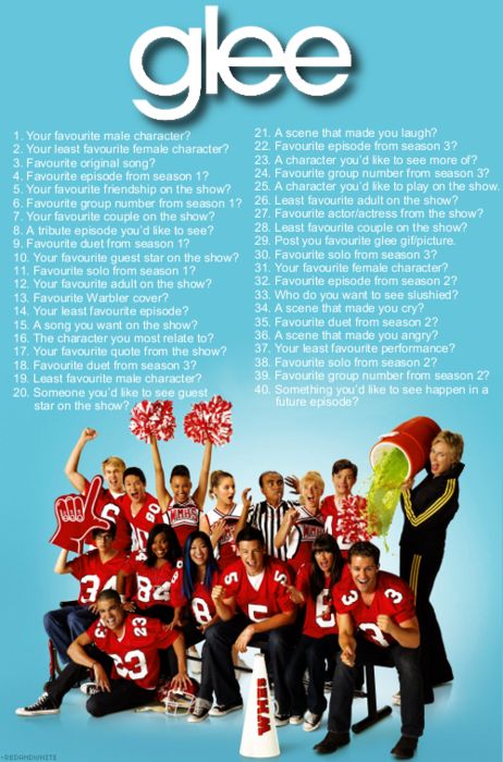 the challenge... Glee Funny, Glee Memes, Glee Club, Cory Monteith, Chris Colfer, Glee Cast, Season 12, Least Favorite, Day Challenge