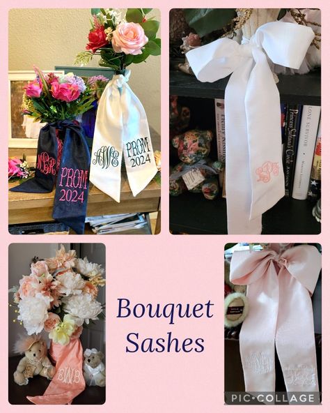 Monogram Bouquet Wrap, Formal Bouquet, Bouquet Ribbon Wrap, Homecoming Sash, Prom Sash, Bouquet Prom, Wedding Bouquet Ribbon, Wreath Sash, Prom Bouquet