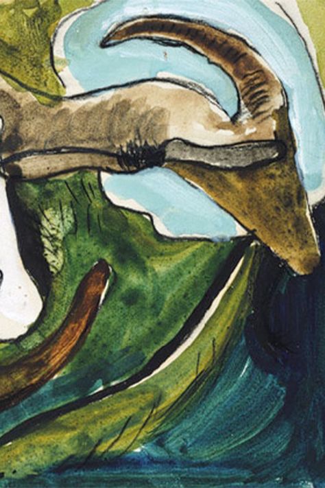 Goat by Arthur Dove, 1934, abstract art, expressionism, abstract animal painting. Goat Products, Abstract Animal Painting, Arthur Dove, American Painters, Goat Art, Abstract Mountain, Expressionism Abstract, Mountain Goat, Animal Painting